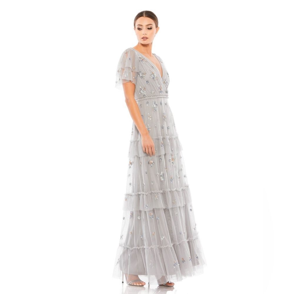 Mac Duggal Gray Embellished Maxi Dress - Picture 2 of 9